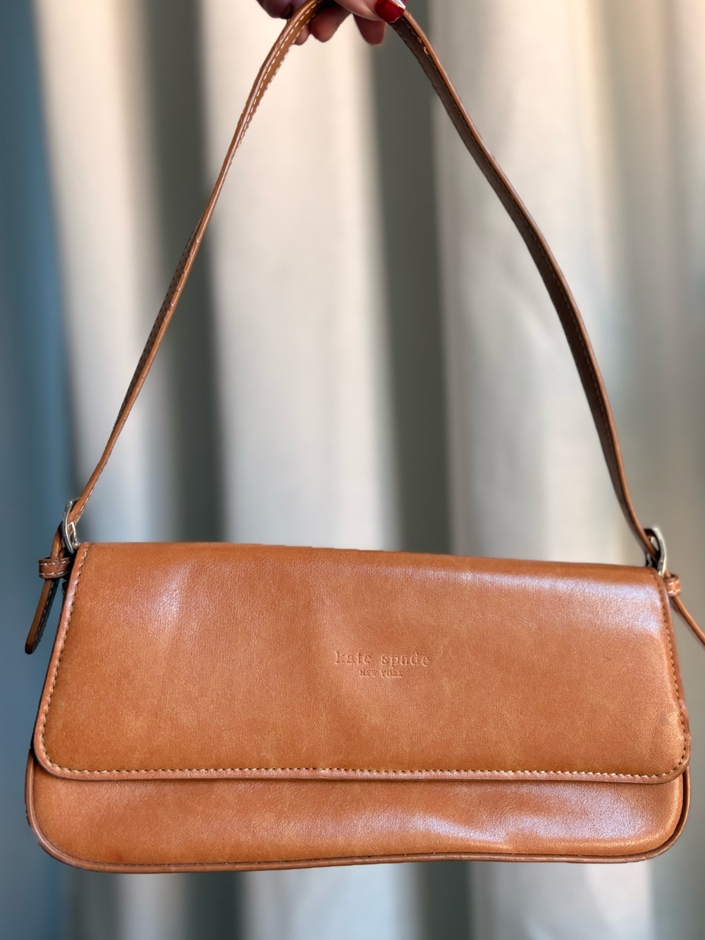 Vintage Y2K Kate Spade Tan New York leather shoulder bag